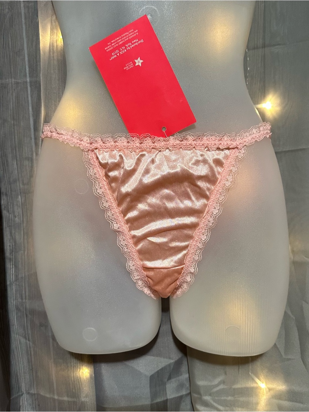 90s Y2K soft pink lace trim playboy playmate bikini cut panties Sz 5